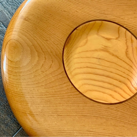 Vintage pine walnut wood mid century plate d 12 inch - Picture 11 of 12